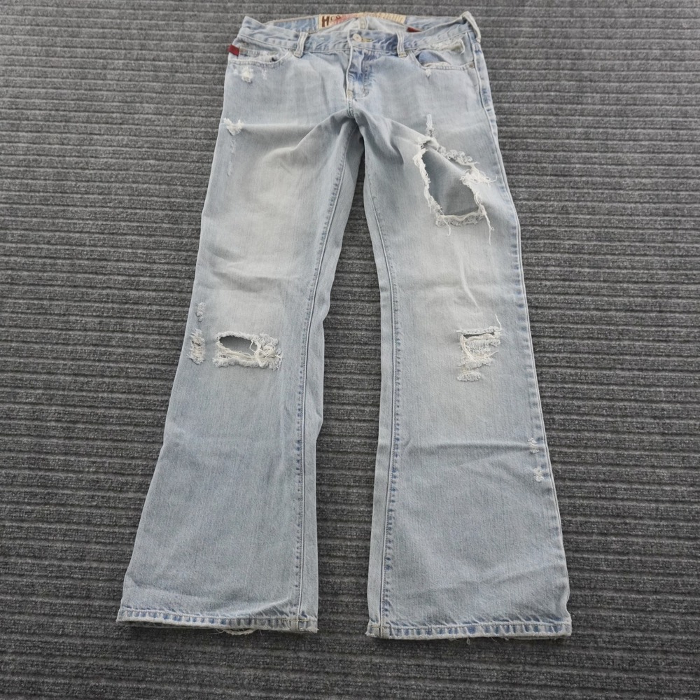 Vintage 00s Hollister Co Flare Jeans Womens 31 Light Blue Distressed Low Rise